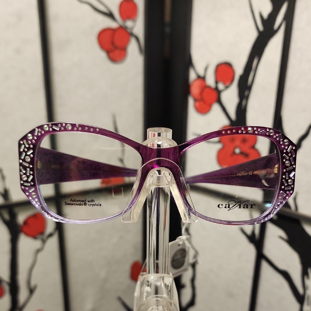 Caviar Purple Crystal Women's Glasses With Authentic Swarovski